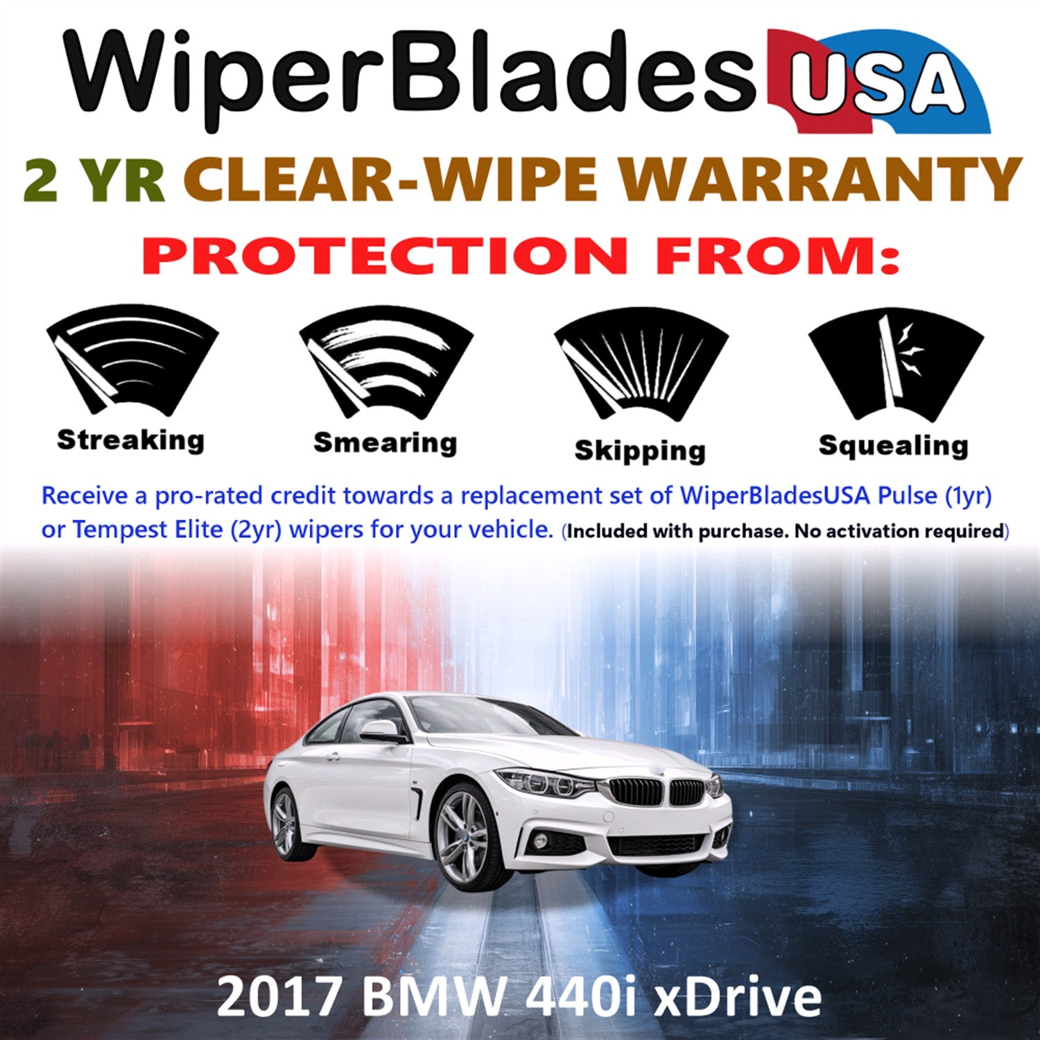 2017 BMW 440i xDrive Front Wiper blades Set  Includes 2yr Wear Warranty & Free Delivery