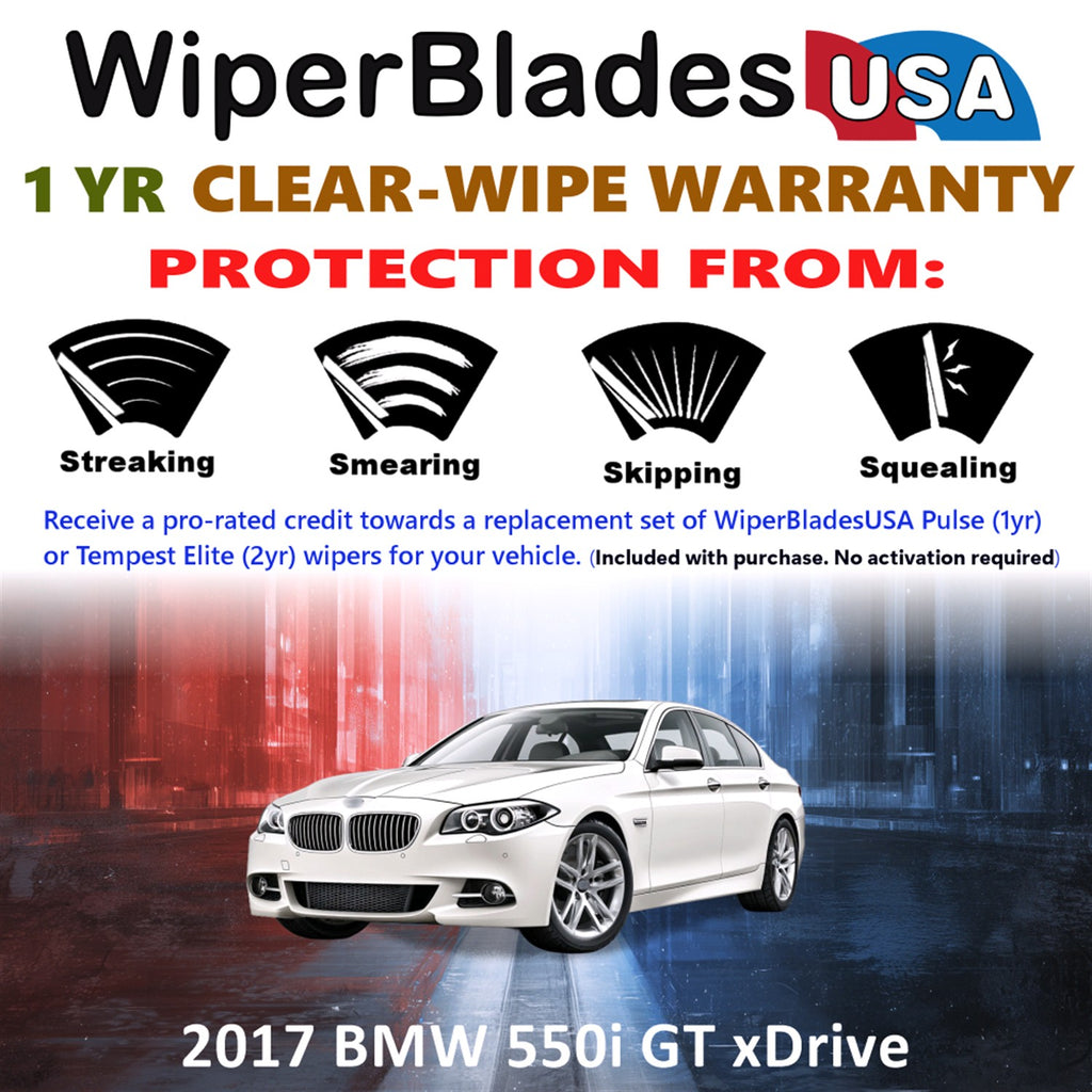2017 BMW 550i GT xDrive Front Wiper blades Set Includes 1yr Wear Warranty & Free Delivery