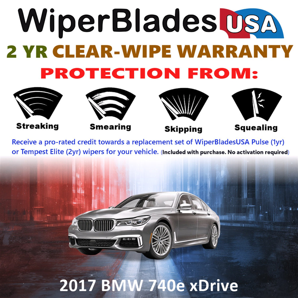 2017 BMW 740e xDrive Front Wiper blades Set  Includes 2yr Wear Warranty & Free Delivery