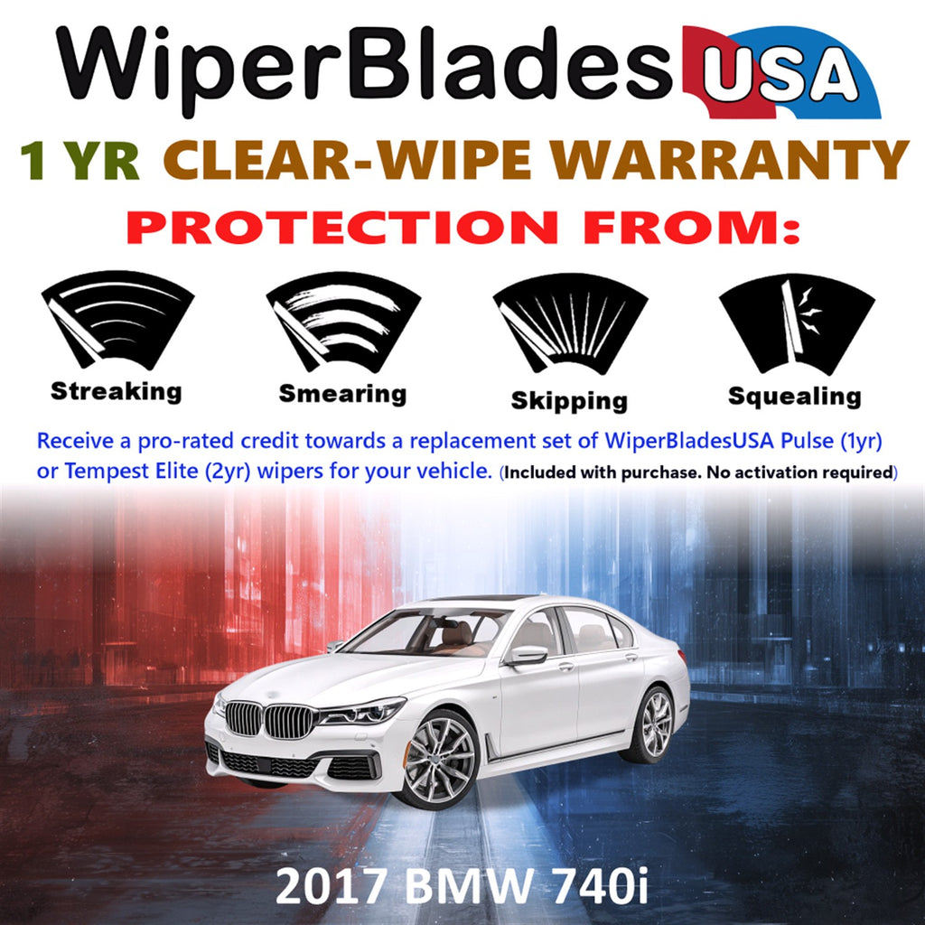 2017 BMW 740i Front Wiper blades Set Includes 1yr Wear Warranty & Free Delivery