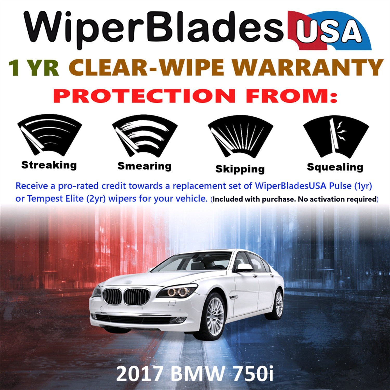 2017 BMW 750i Front Wiper blades Set Includes 1yr Wear Warranty & Free Delivery