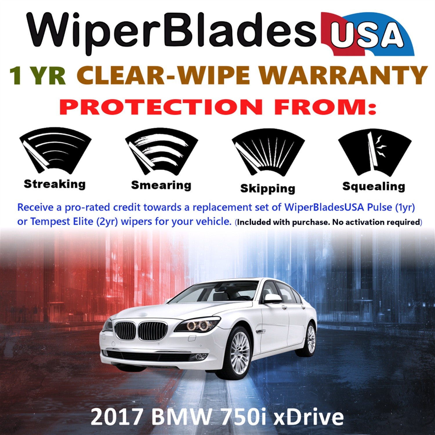2017 BMW 750i xDrive Front Wiper blades Set Includes 1yr Wear Warranty & Free Delivery