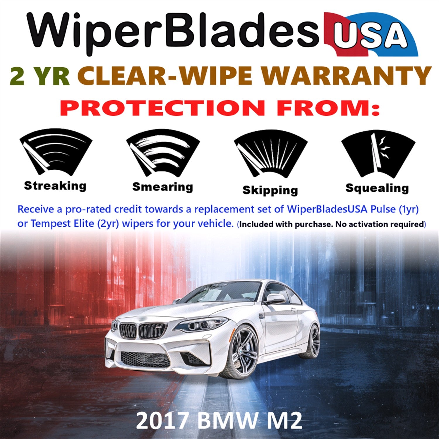 2017 BMW M2 Front Wiper blades Set  Includes 2yr Wear Warranty & Free Delivery