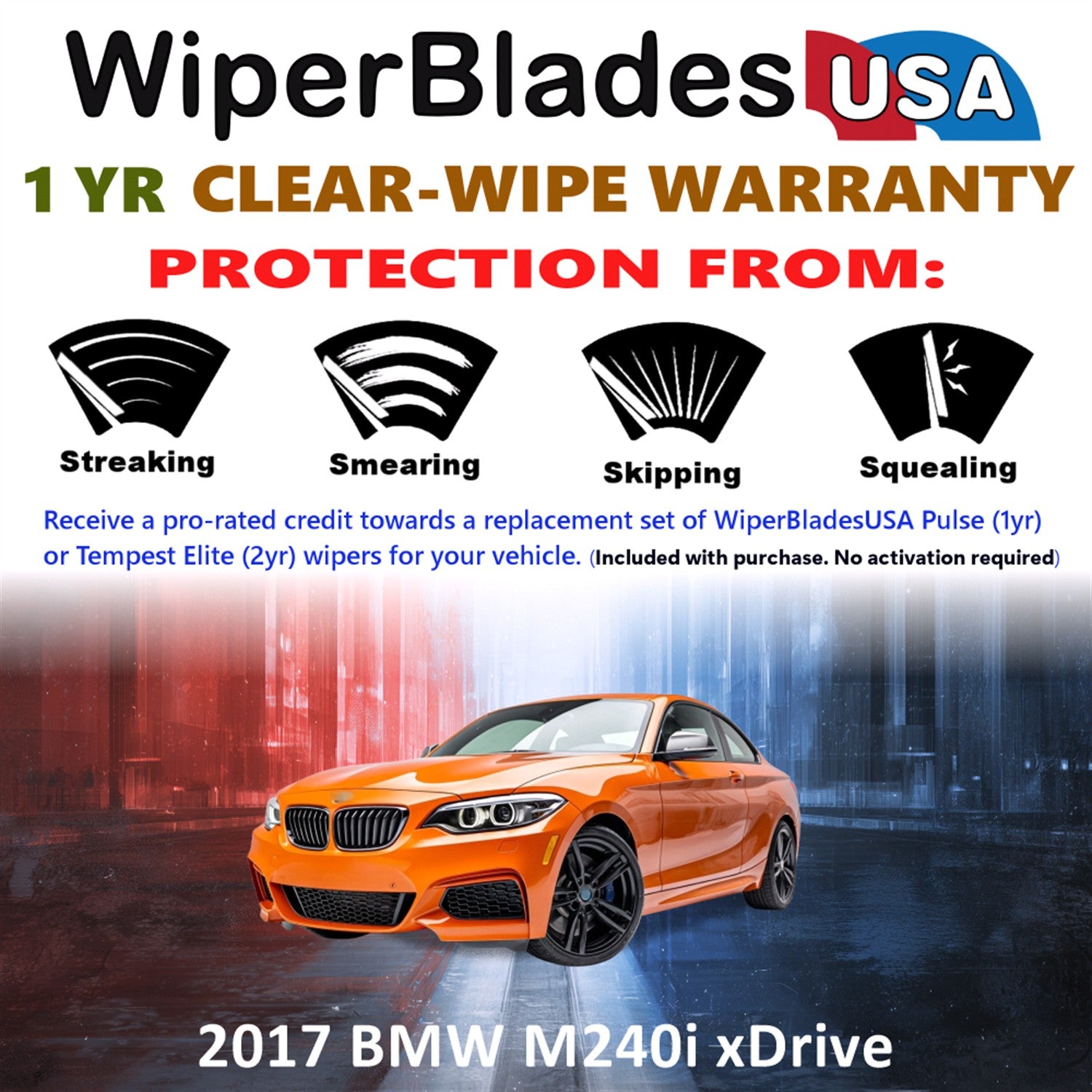 2017 BMW M240i xDrive Front Wiper blades Set Includes 1yr Wear Warranty & Free Delivery