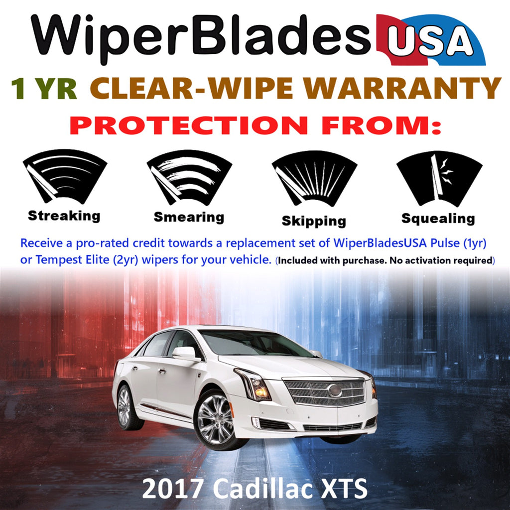 2017 Cadillac XTS Front Wiper blades Set Includes 1yr Wear Warranty & Free Delivery