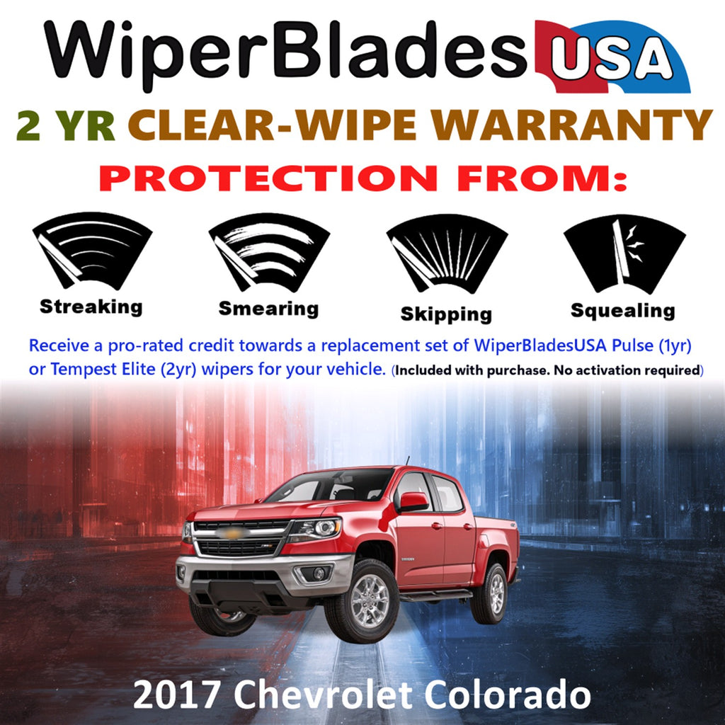 2017 Chevrolet Colorado Front Wiper blades Set  Includes 2yr Wear Warranty & Free Delivery