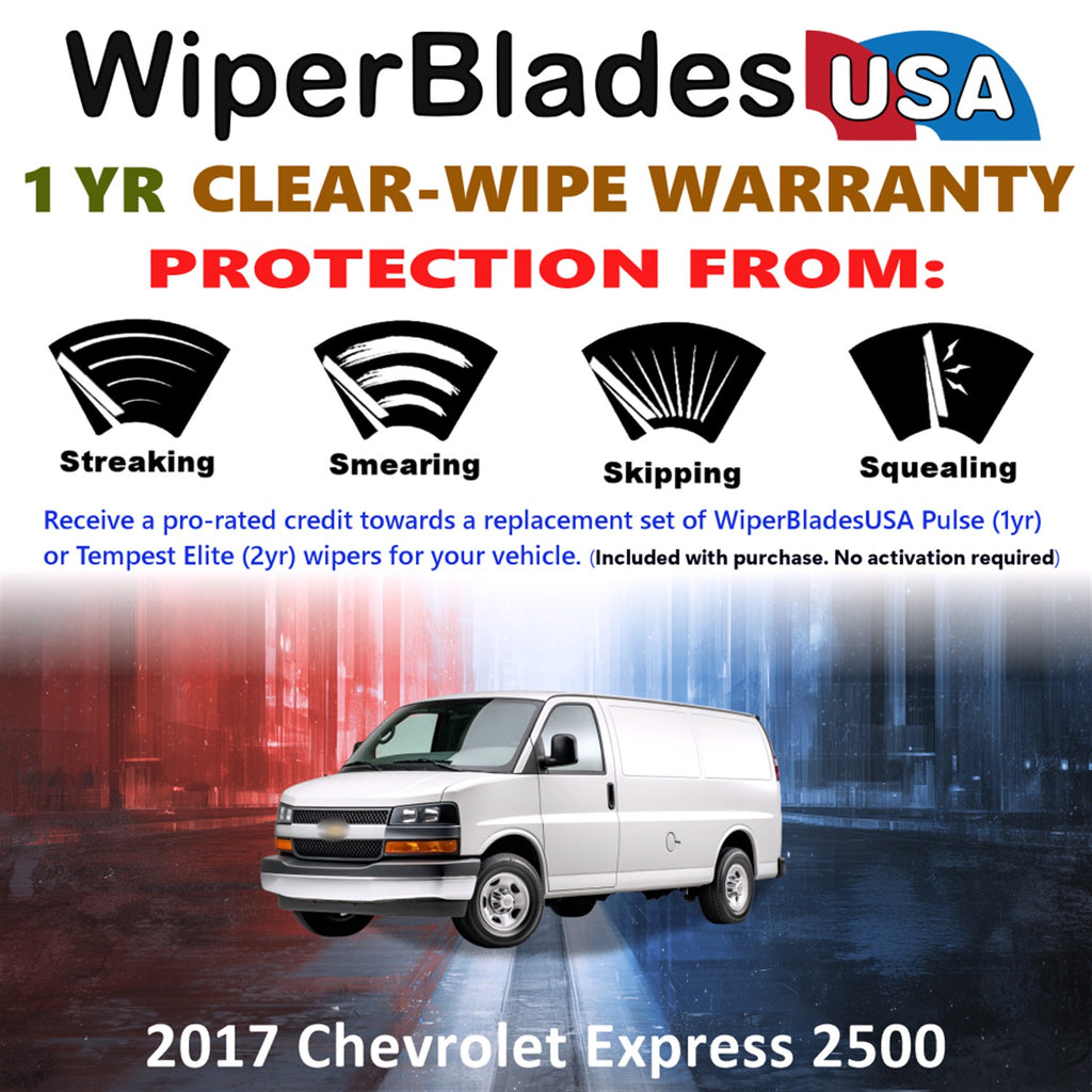 2017 Chevrolet Express 2500 Front Wiper blades Set Includes 1yr Wear Warranty & Free Delivery