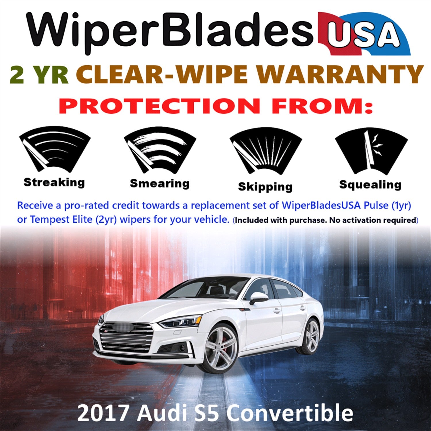 2017 Audi S5 Front Wiper blades Set  Includes 2yr Wear Warranty & Free Delivery