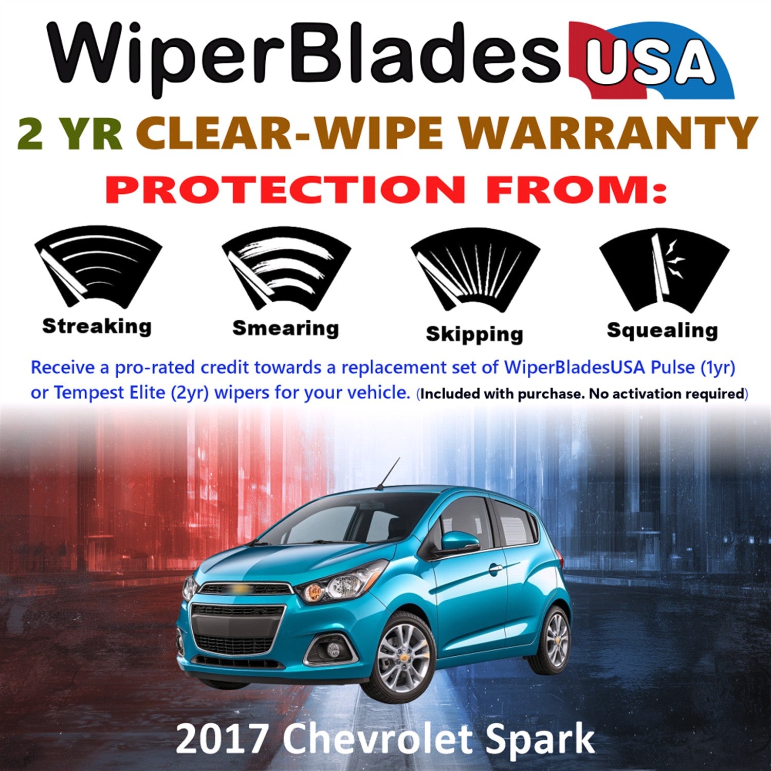 2017 Chevrolet Spark Front Wiper blades Set  Includes 2yr Wear Warranty & Free Delivery