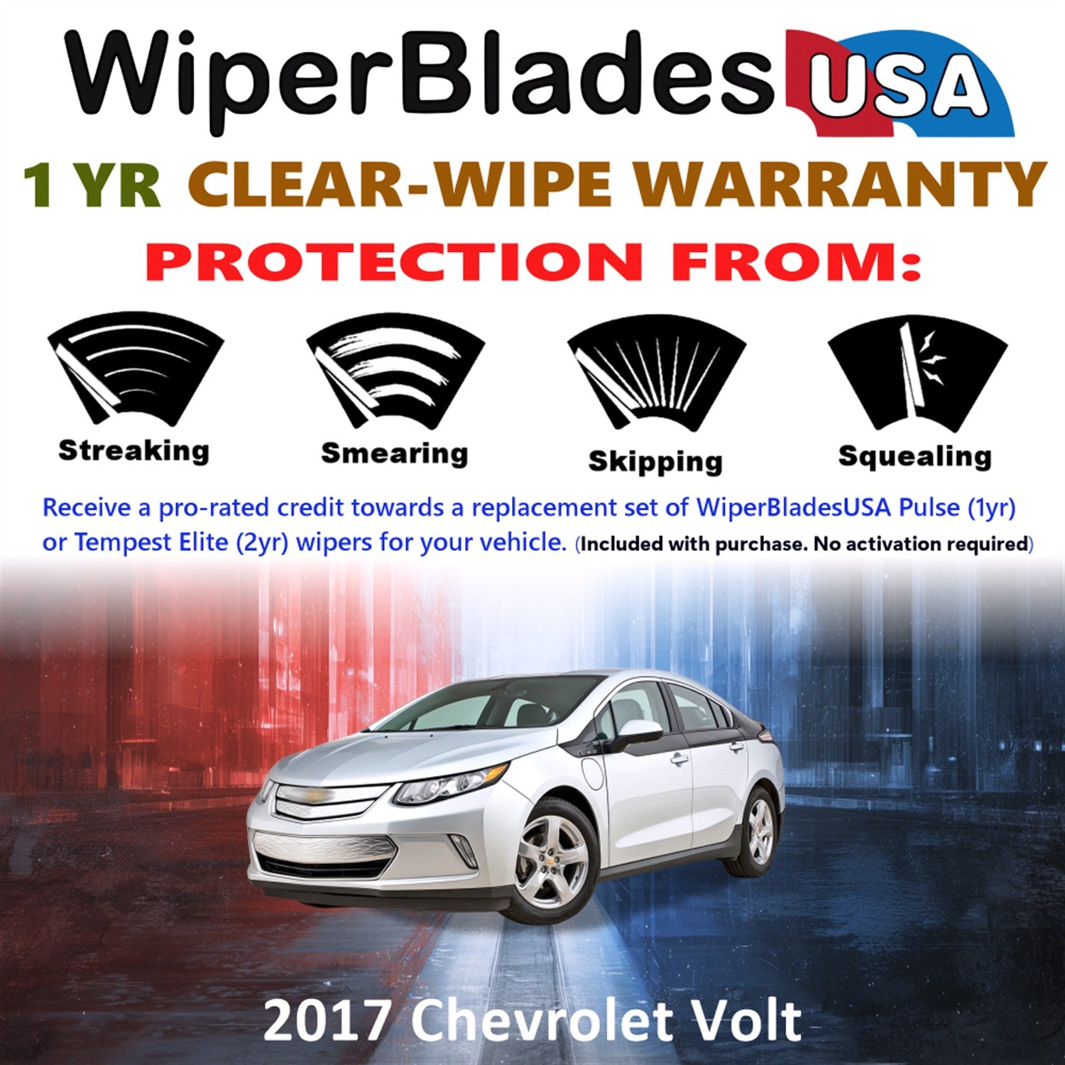 2017 Chevrolet Volt Front Wiper blades Set Includes 1yr Wear Warranty & Free Delivery