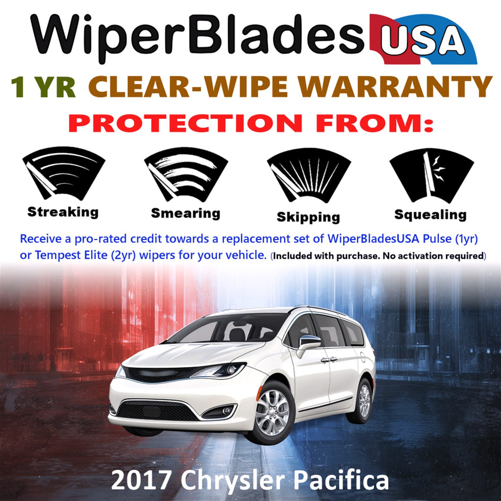 2017 Chrysler Pacifica Front Wiper blades Set Includes 1yr Wear Warranty & Free Delivery
