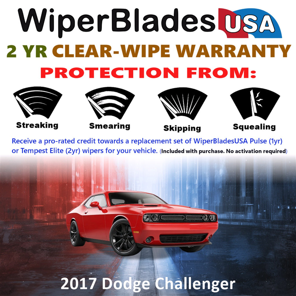 2017 Dodge Challenger Front Wiper blades Set  Includes 2yr Wear Warranty & Free Delivery