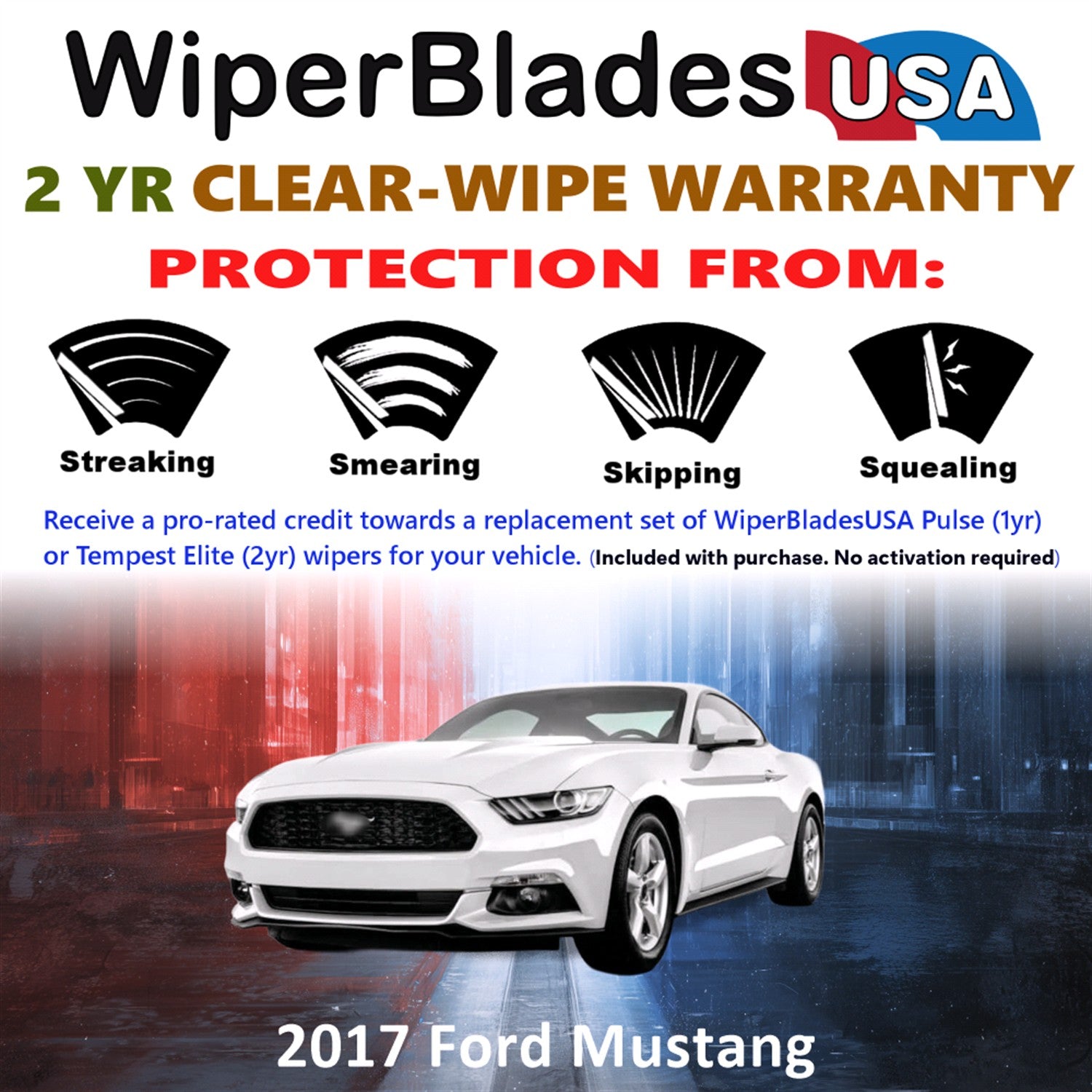 2017 Ford Mustang Front Wiper blades Set  Includes 2yr Wear Warranty & Free Delivery