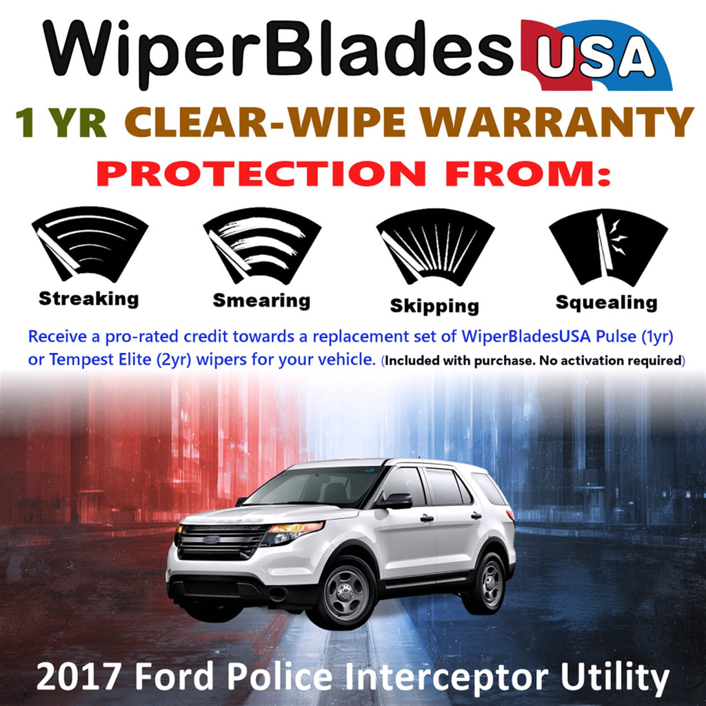 2017 Ford Police Interceptor Utility Front w/Rear Wiper blades Set Includes 1yr Wear Warranty & Free Delivery