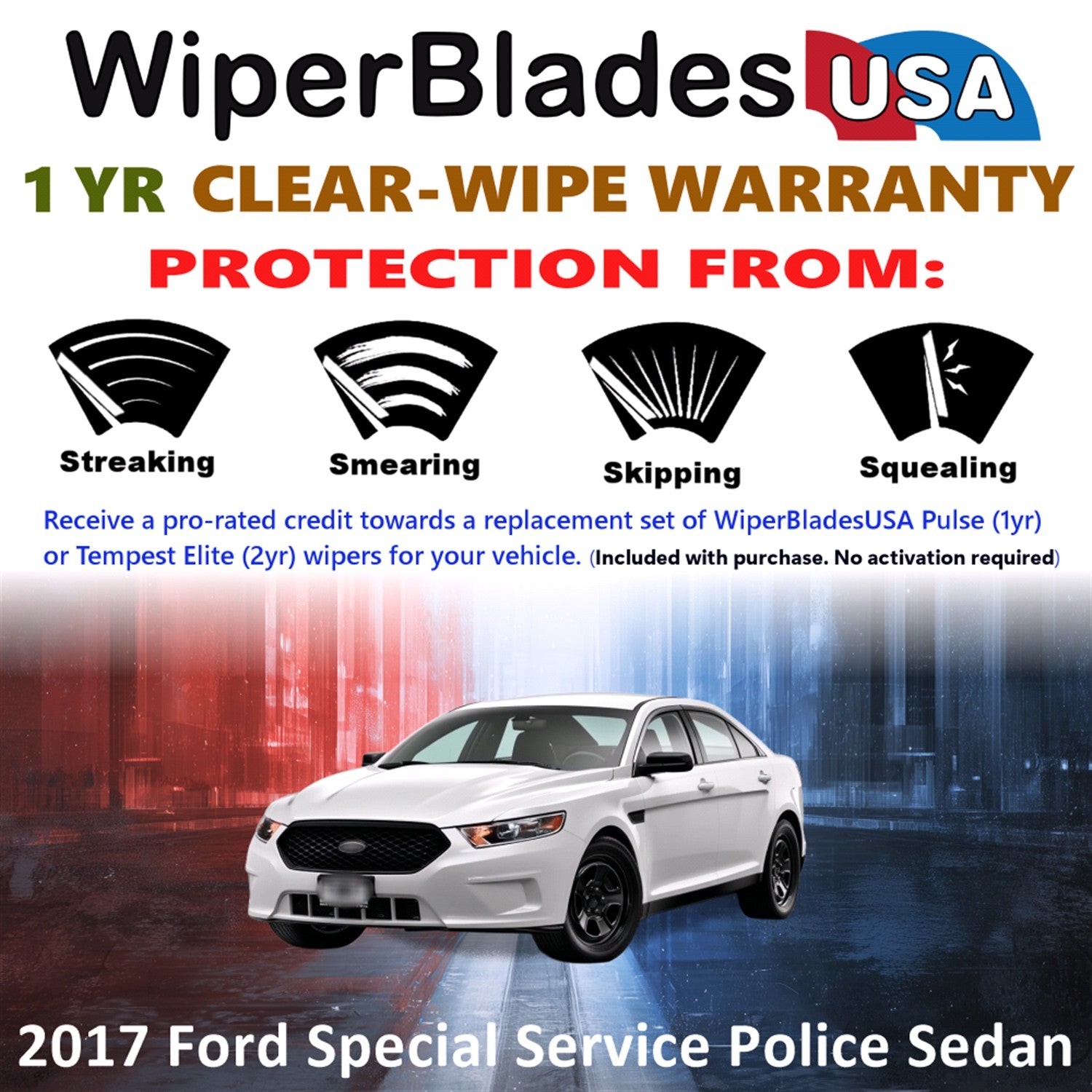2017 Ford Special Service Police Sedan Front Wiper blades Set Includes 1yr Wear Warranty & Free Delivery