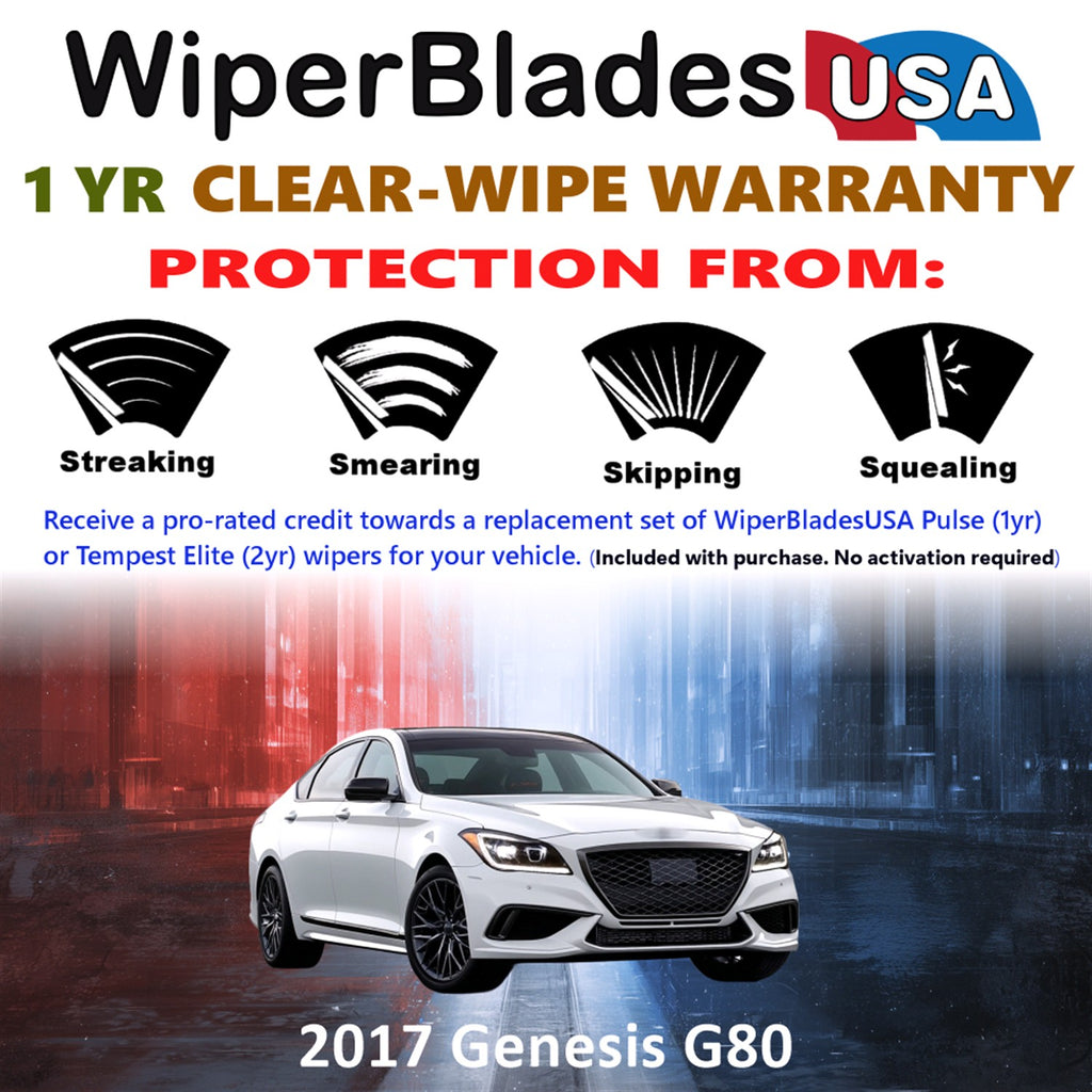 2017 Genesis G80 Front Wiper blades Set Includes 1yr Wear Warranty & Free Delivery