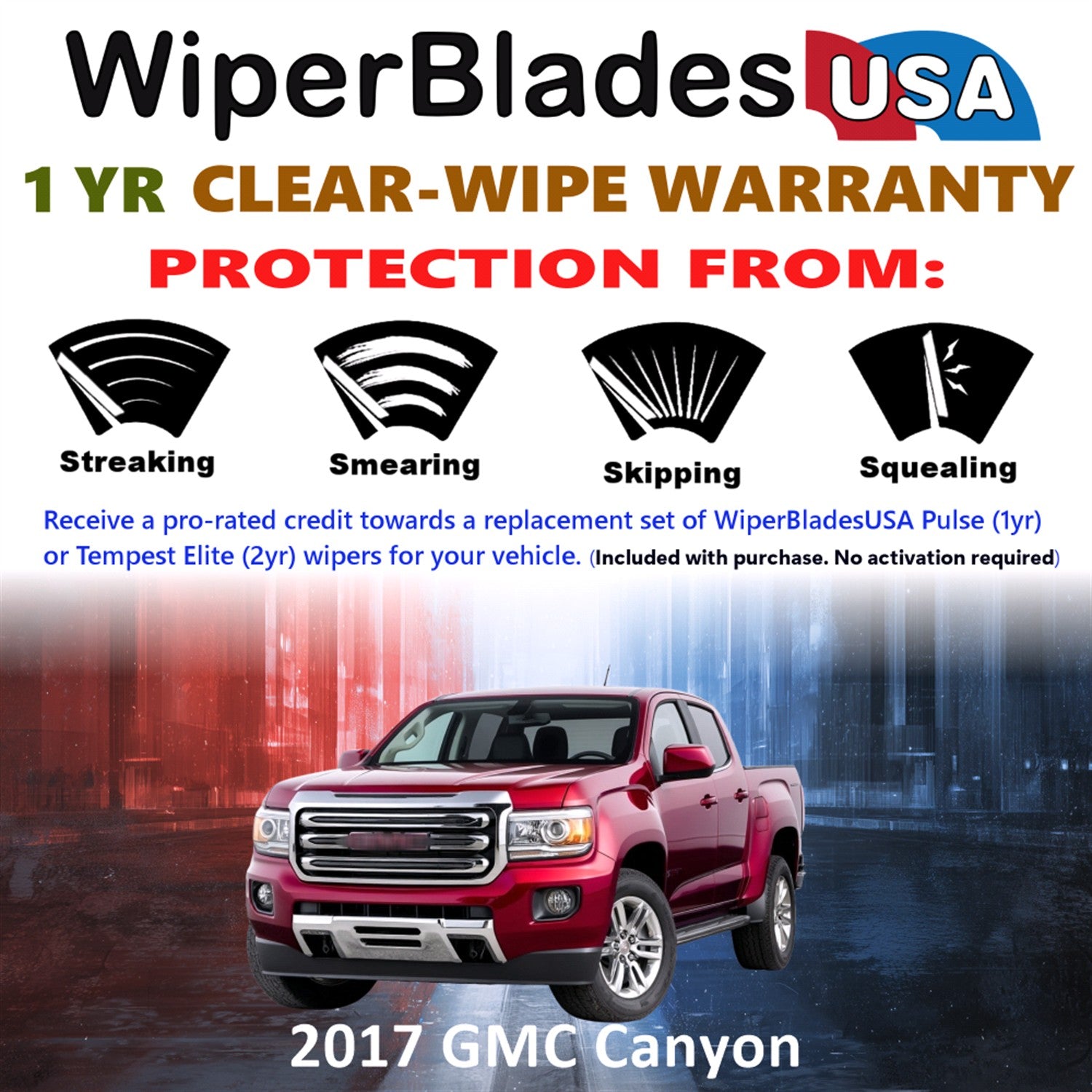 2017 GMC Canyon Front Wiper blades Set Includes 1yr Wear Warranty & Free Delivery