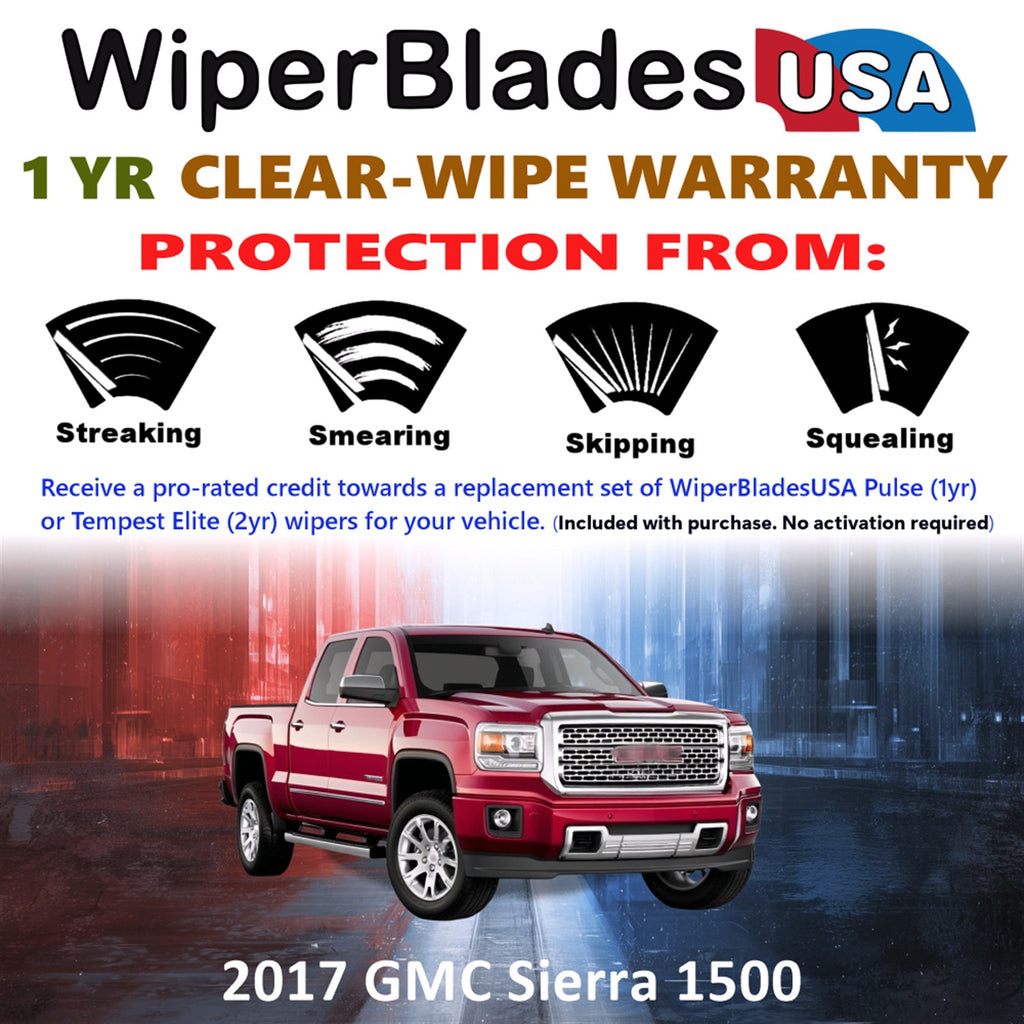 2017 GMC Sierra 1500 Front Wiper blades Set Includes 1yr Wear Warranty & Free Delivery