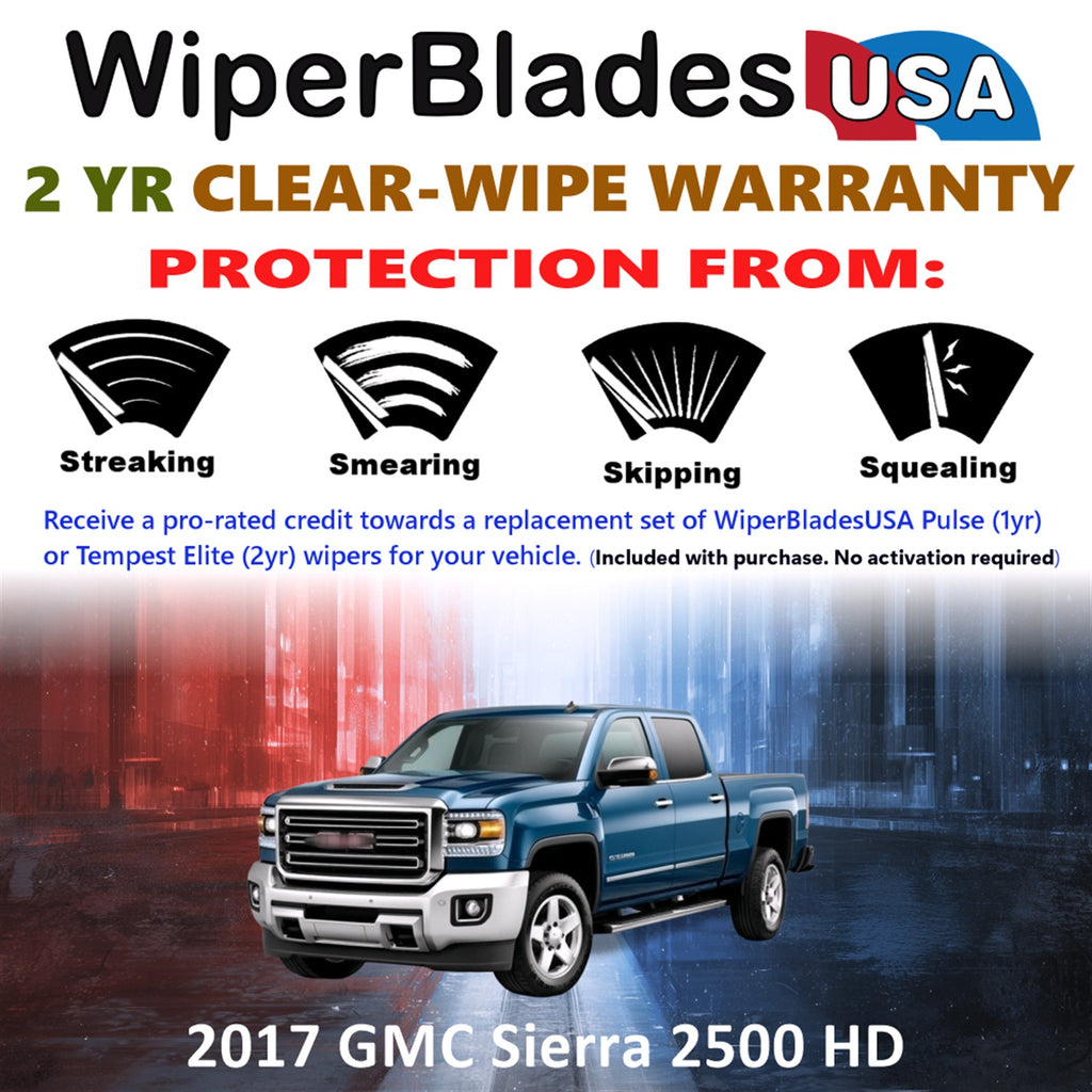 2017 GMC Sierra 2500 HD Front Wiper blades Set  Includes 2yr Wear Warranty & Free Delivery