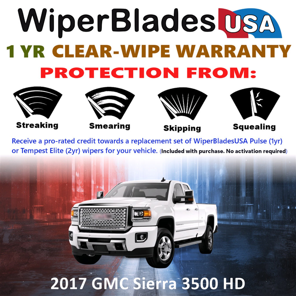 2017 GMC Sierra 3500 HD Front Wiper blades Set Includes 1yr Wear Warranty & Free Delivery