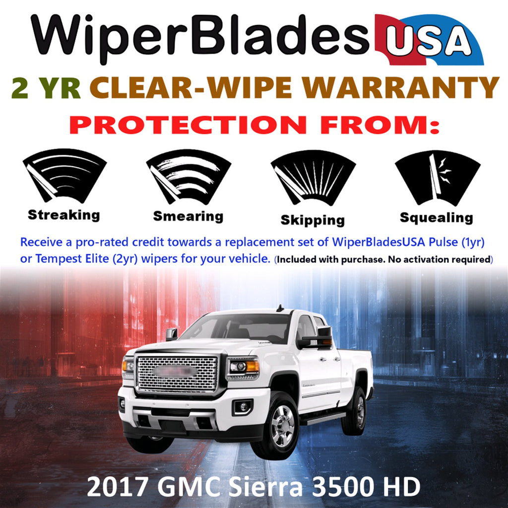 2017 GMC Sierra 3500 HD Front Wiper blades Set  Includes 2yr Wear Warranty & Free Delivery