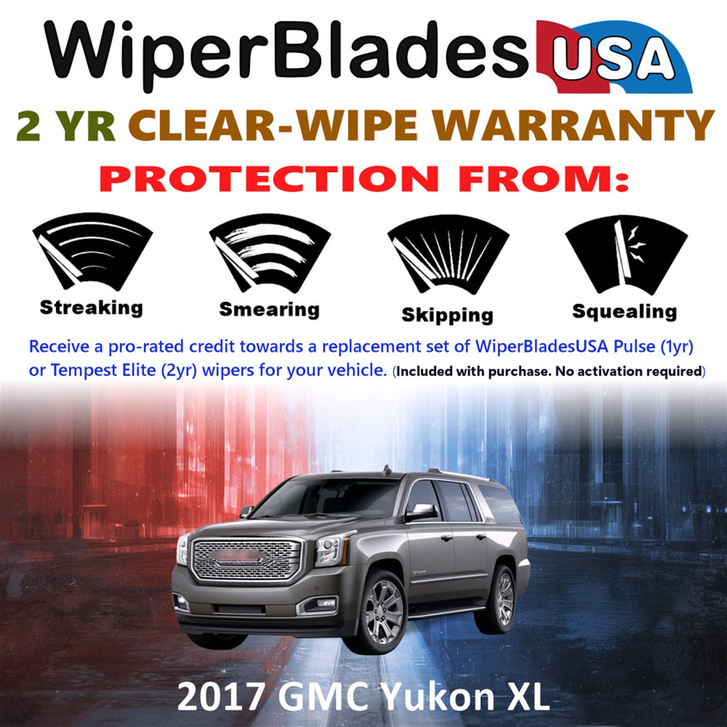 2017 GMC Yukon XL Front w/Rear Wiper blades Set  Includes 2yr Wear Warranty & Free Delivery