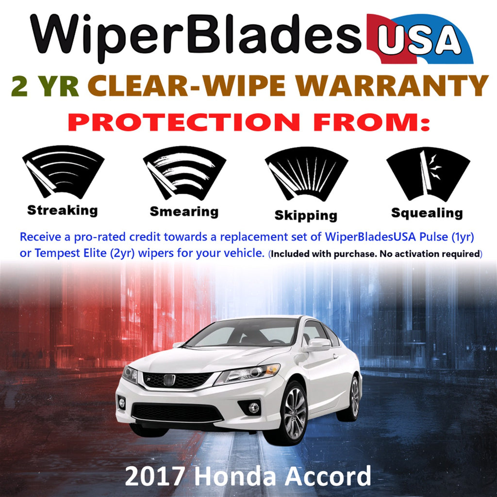 2017 Honda Accord Front Wiper blades Set  Includes 2yr Wear Warranty & Free Delivery