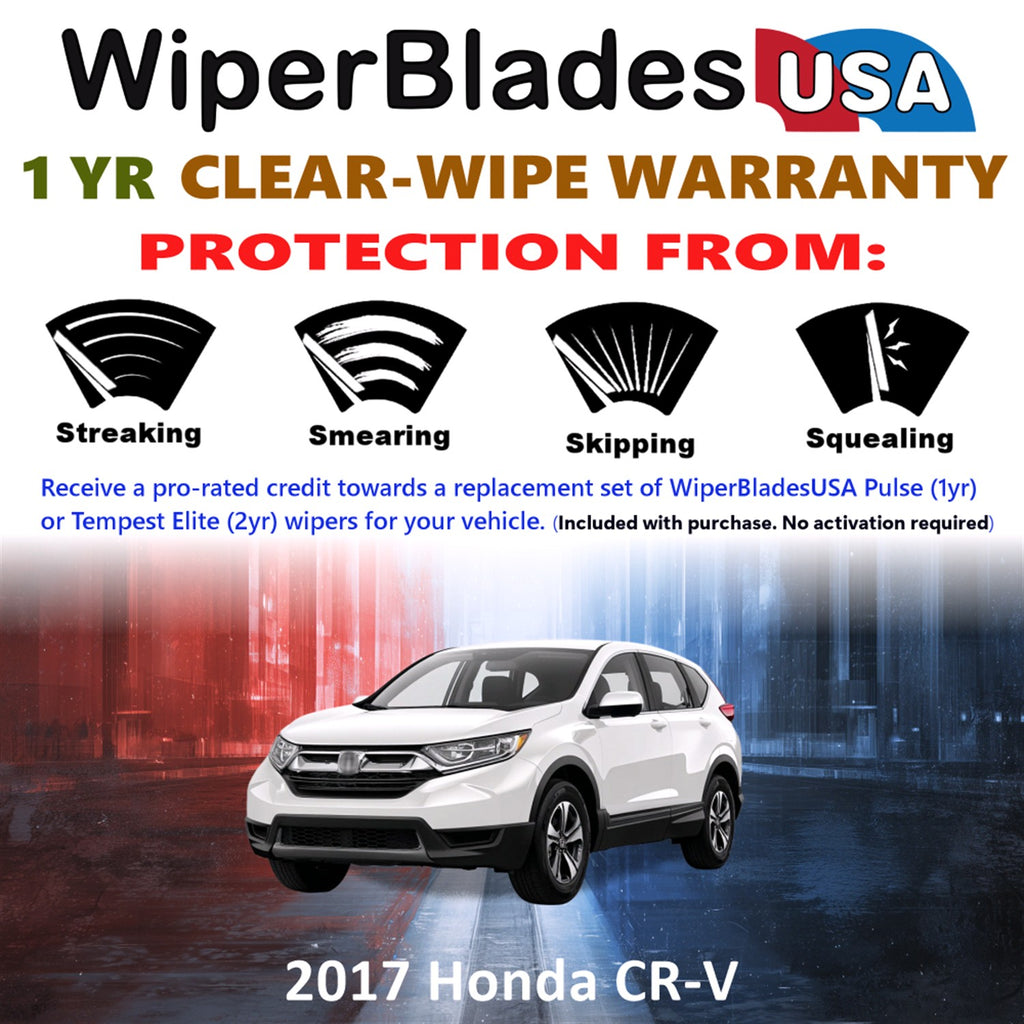 2017 Honda CR-V Front w/Rear Wiper blades Set Includes 1yr Wear Warranty & Free Delivery