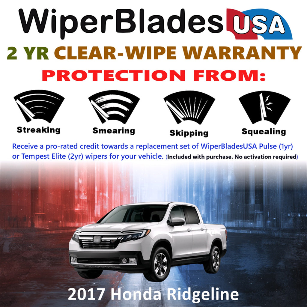 2017 Honda Ridgeline Front Wiper blades Set  Includes 2yr Wear Warranty & Free Delivery