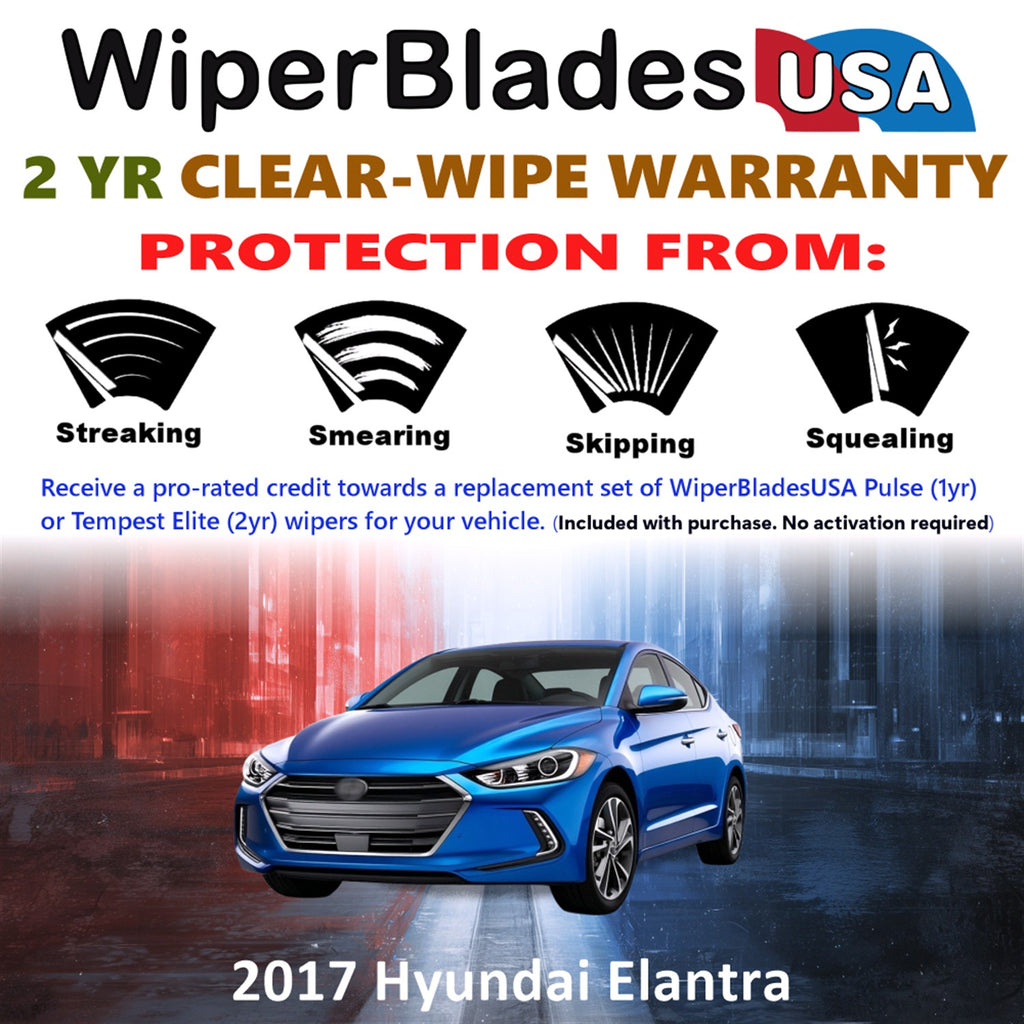 2017 Hyundai Elantra Front Wiper blades Set  Includes 2yr Wear Warranty & Free Delivery