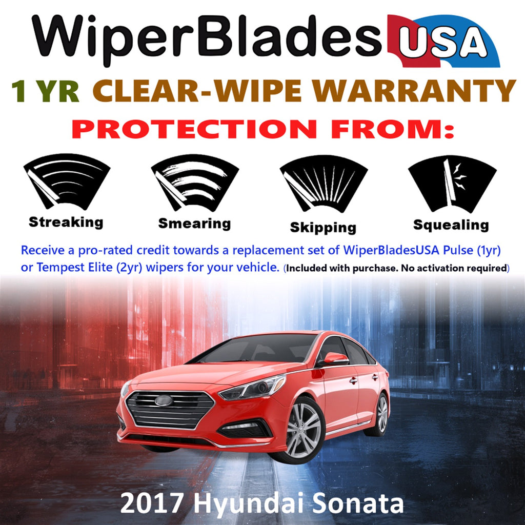 2017 Hyundai Sonata Front Wiper blades Set Includes 1yr Wear Warranty & Free Delivery