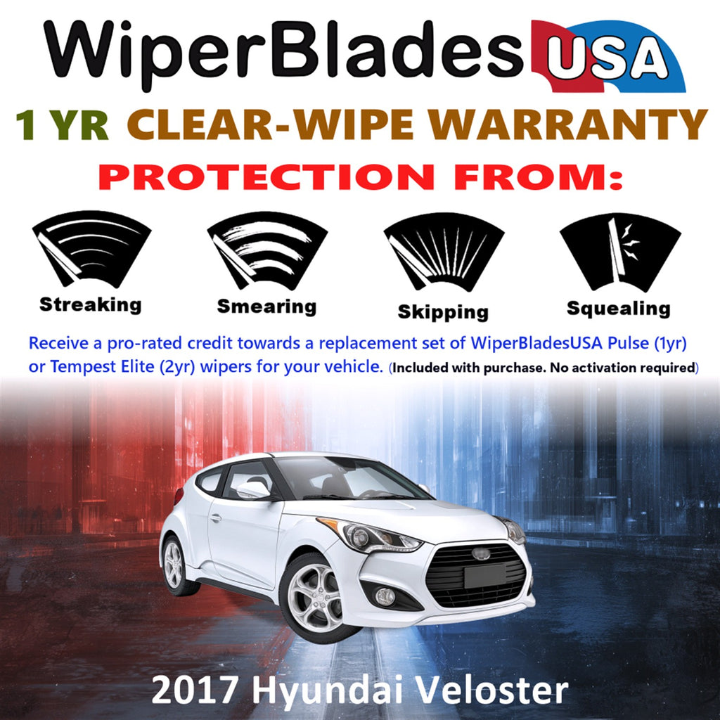 2017 Hyundai Veloster Front Wiper blades Set Includes 1yr Wear Warranty & Free Delivery