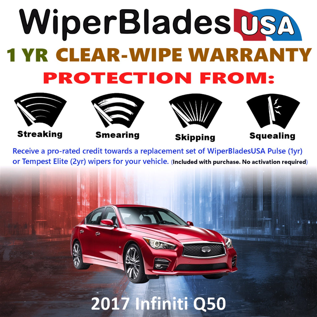2017 Infiniti Q50 Front Wiper blades Set Includes 1yr Wear Warranty & Free Delivery