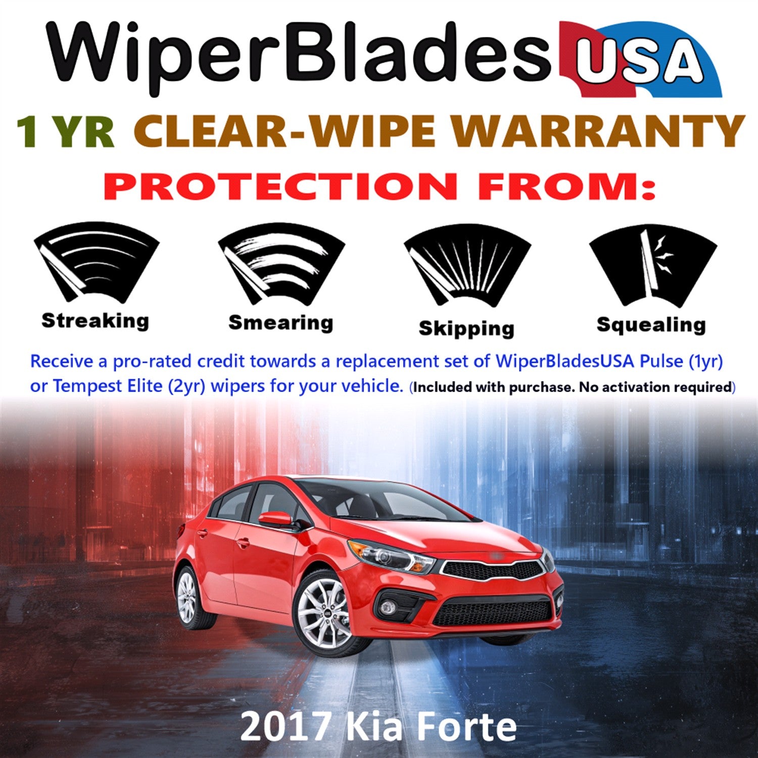 2017 Kia Forte Front Wiper blades Set Includes 1yr Wear Warranty & Free Delivery