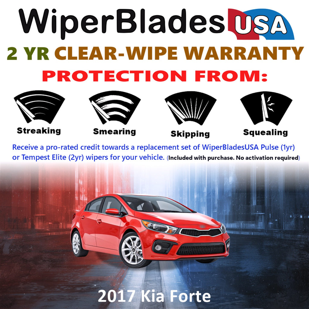 2017 Kia Forte Front Wiper blades Set  Includes 2yr Wear Warranty & Free Delivery