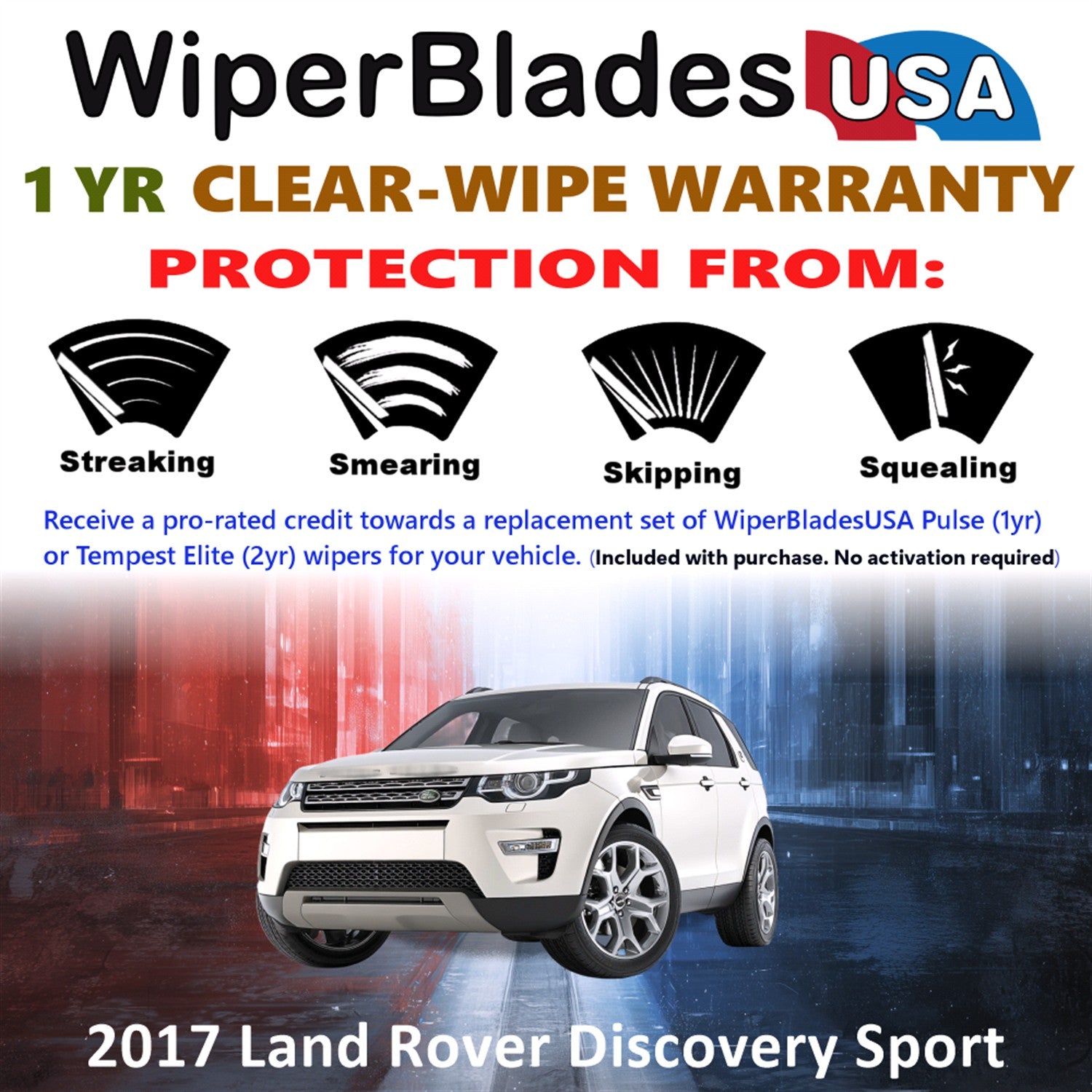 2017 Land Rover Discovery Sport Front Wiper blades Set Includes 1yr Wear Warranty & Free Delivery