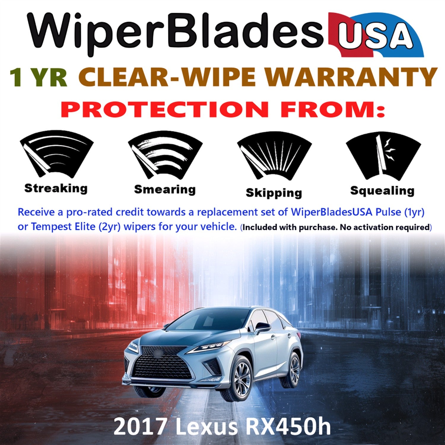 2017 Lexus RX450h Front Wiper blades Set Includes 1yr Wear Warranty & Free Delivery