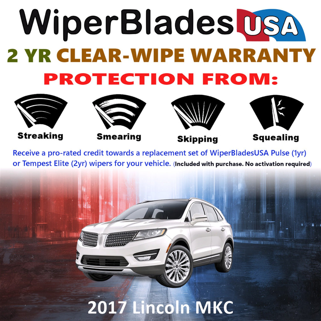 2017 Lincoln MKC Front w/Rear Wiper blades Set  Includes 2yr Wear Warranty & Free Delivery