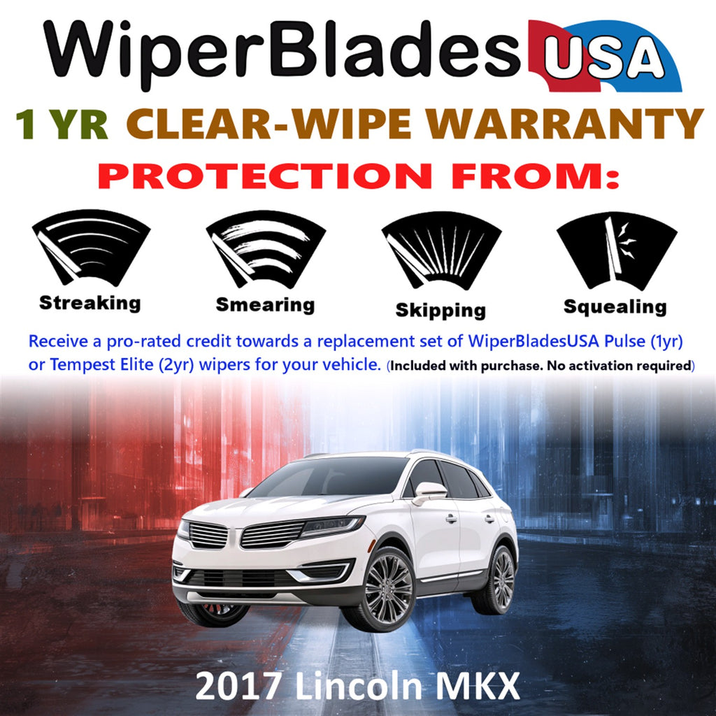 2017 Lincoln MKX Front w/Rear Wiper blades Set Includes 1yr Wear Warranty & Free Delivery