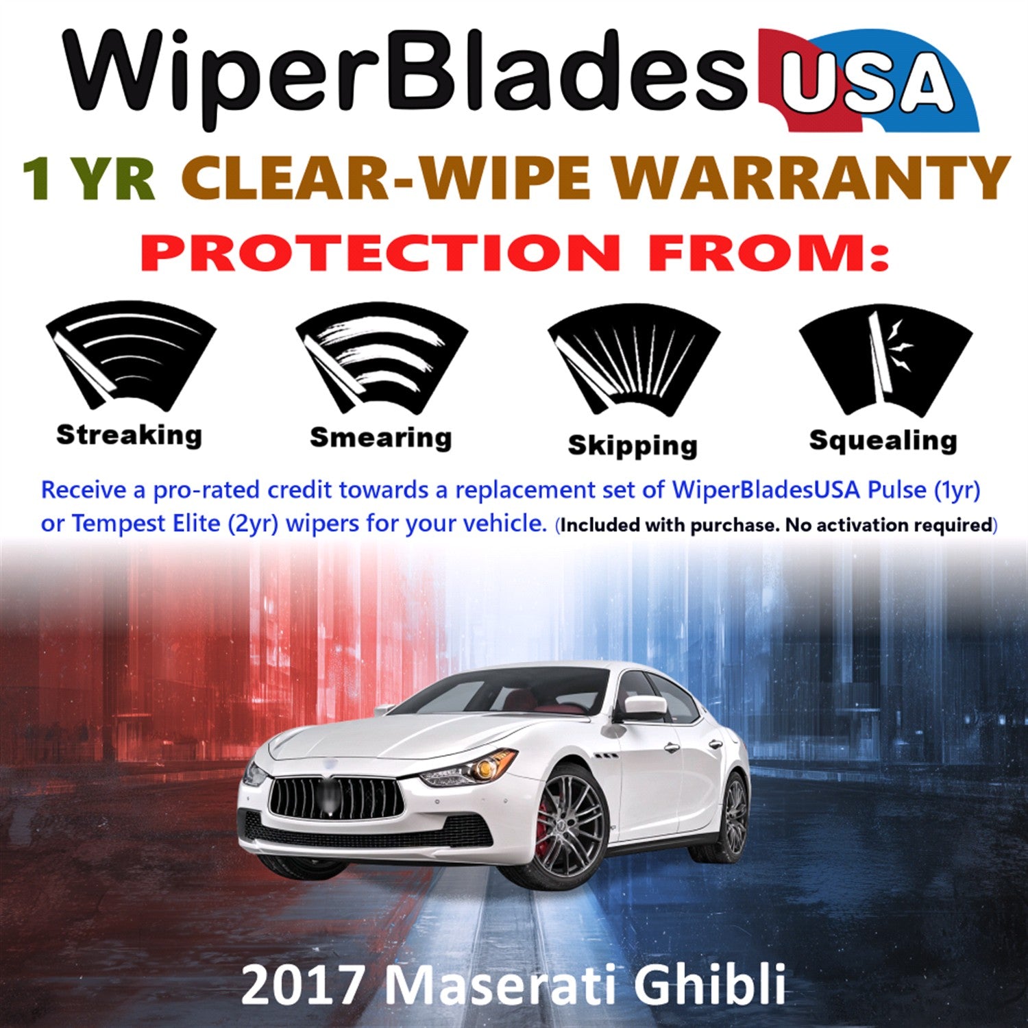 2017 Maserati Ghibli Front Wiper blades Set Includes 1yr Wear Warranty & Free Delivery