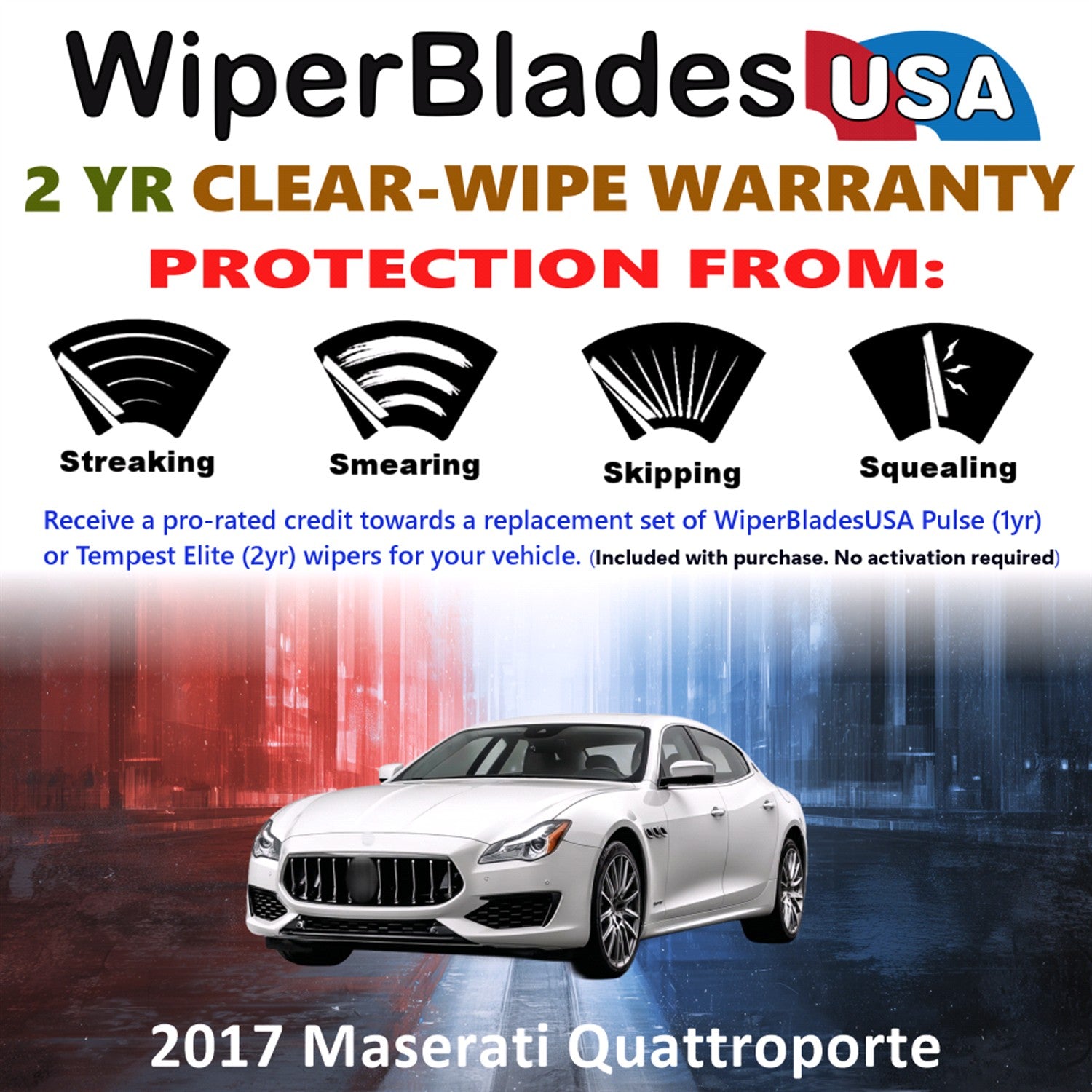 2017 Maserati Quattroporte Front Wiper blades Set  Includes 2yr Wear Warranty & Free Delivery