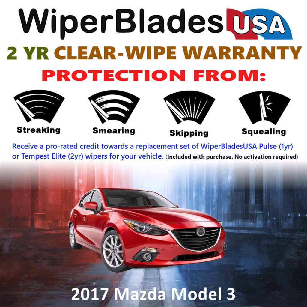 2017 Mazda Model 3 Front Wiper blades Set  Includes 2yr Wear Warranty & Free Delivery