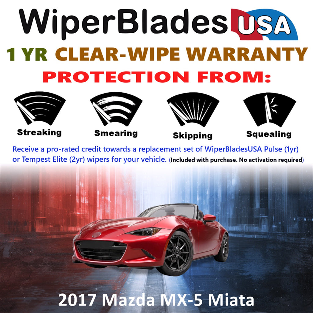 2017 Mazda MX-5 Miata Front Wiper blades Set Includes 1yr Wear Warranty & Free Delivery