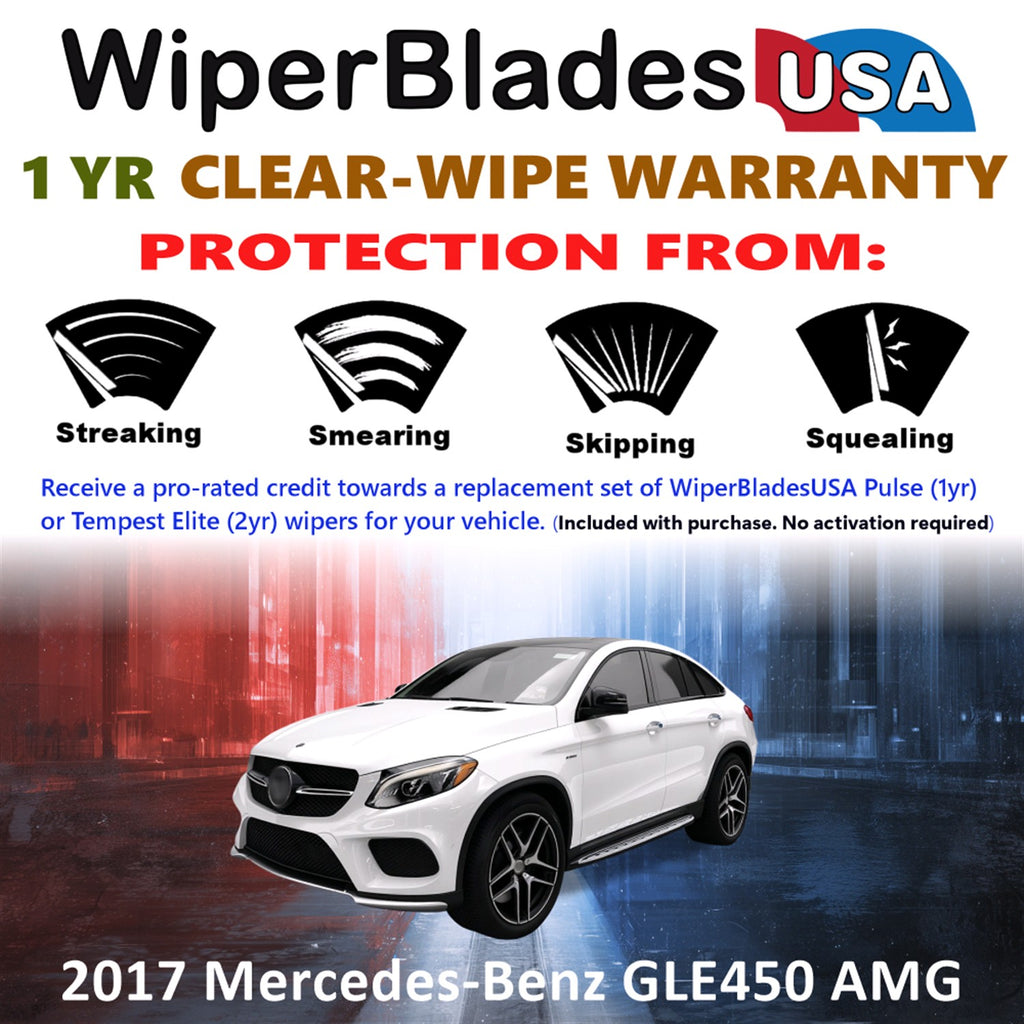 2017 Mercedes-Benz GLE450 AMG Front w/Rear Wiper blades Set Includes 1yr Wear Warranty & Free Delivery