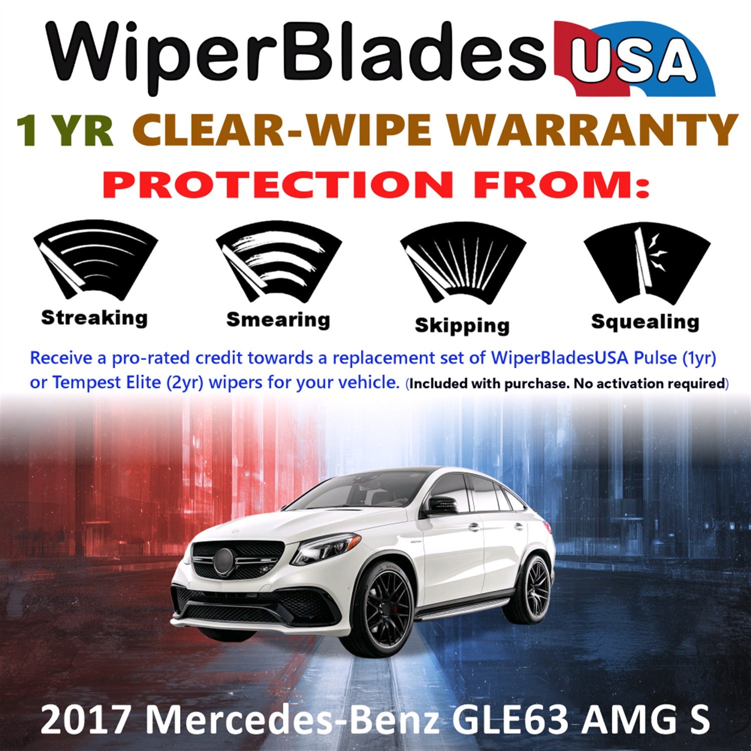 2017 Mercedes-Benz GLE63 AMG S Front w/Rear Wiper blades Set Includes 1yr Wear Warranty & Free Delivery