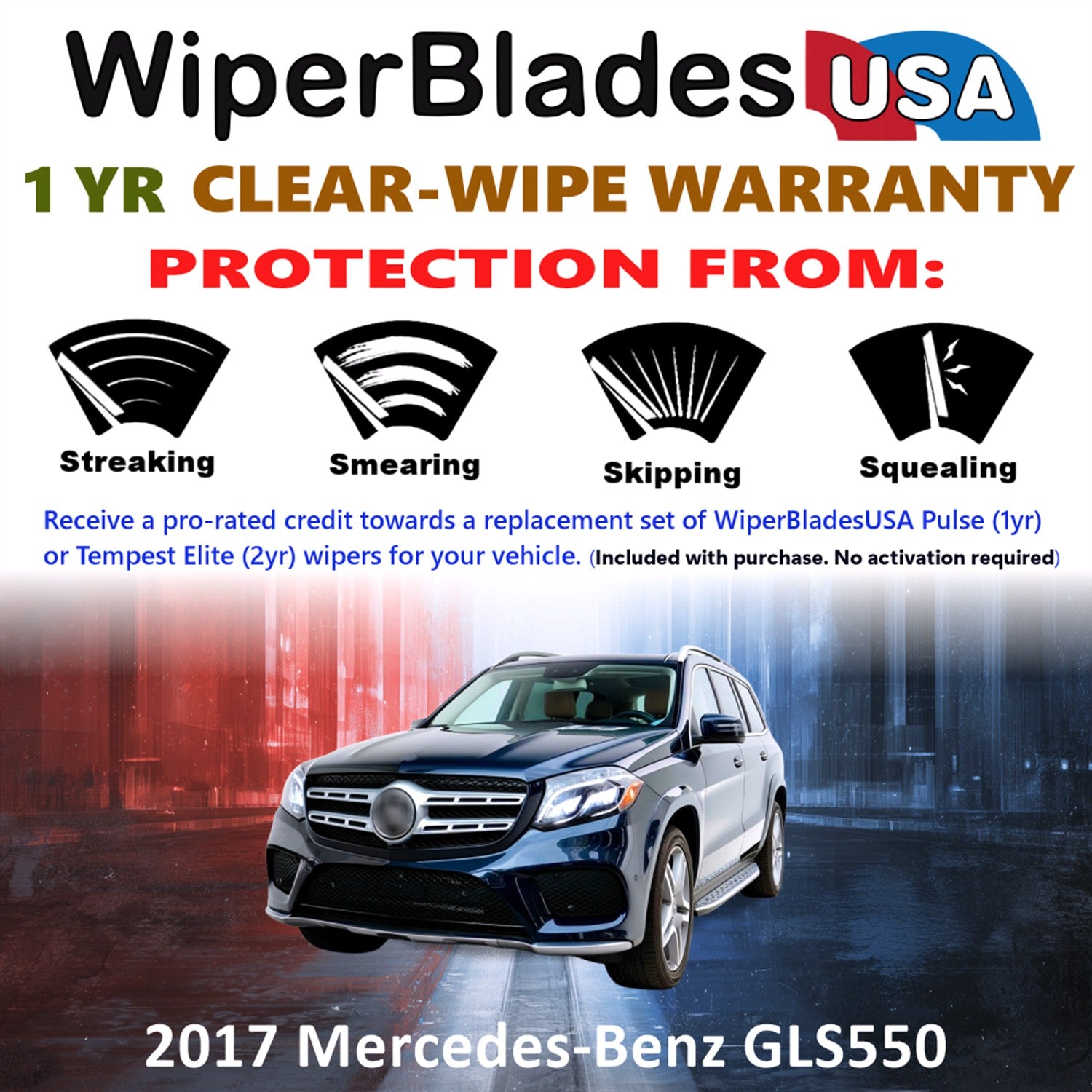 2017 Mercedes-Benz GLS550 Front Wiper blades Set Includes 1yr Wear Warranty & Free Delivery