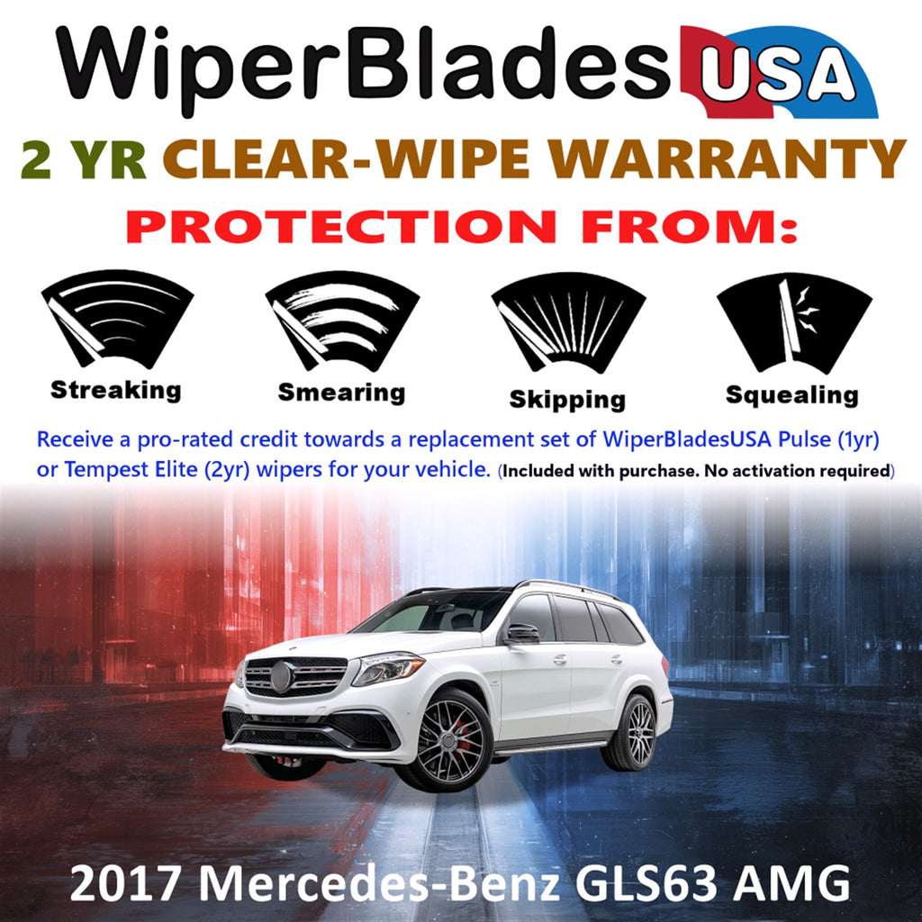 2017 Mercedes-Benz GLS63 AMG Front w/Rear Wiper blades Set  Includes 2yr Wear Warranty & Free Delivery