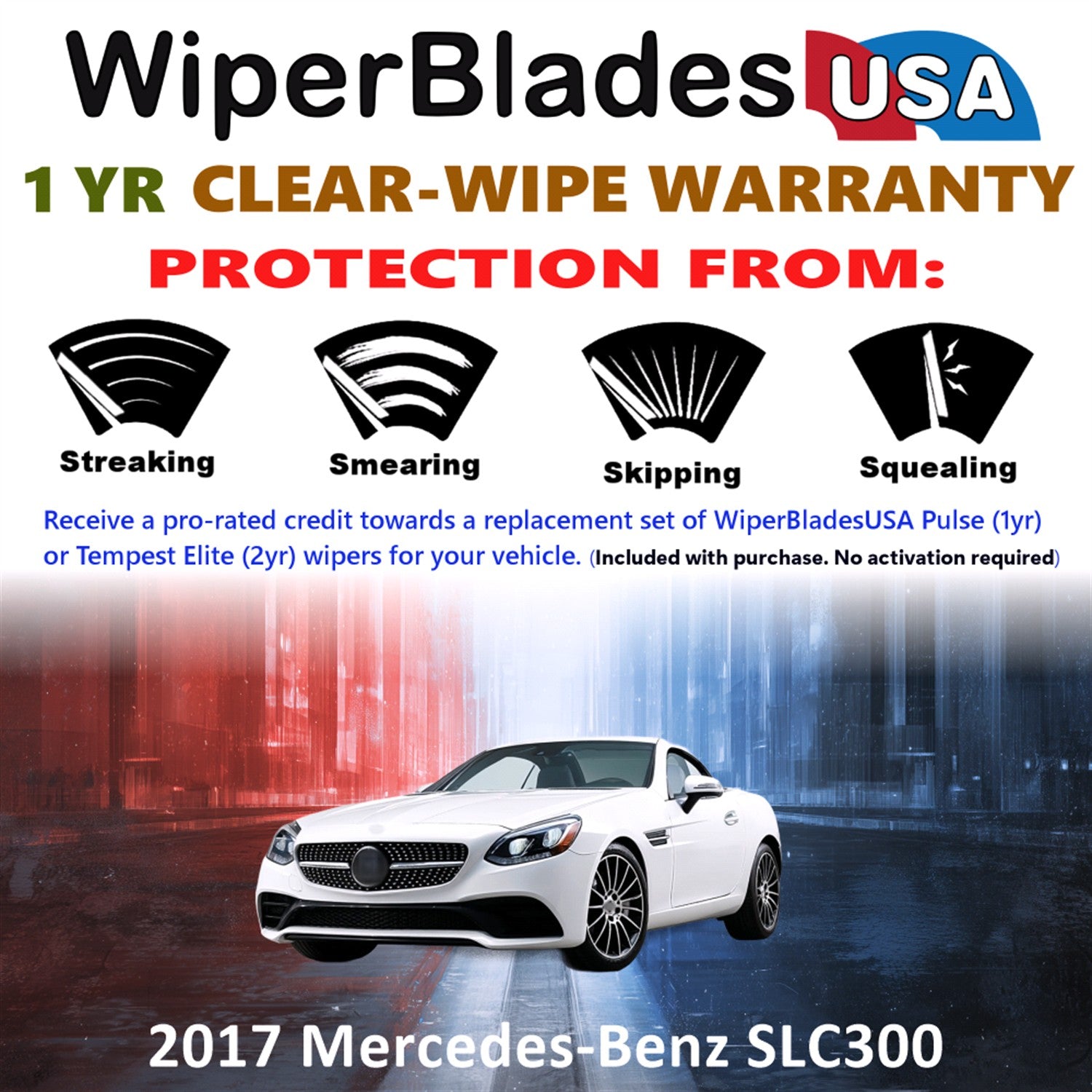 2017 Mercedes-Benz SLC300 Front Wiper blades Set Includes 1yr Wear Warranty & Free Delivery