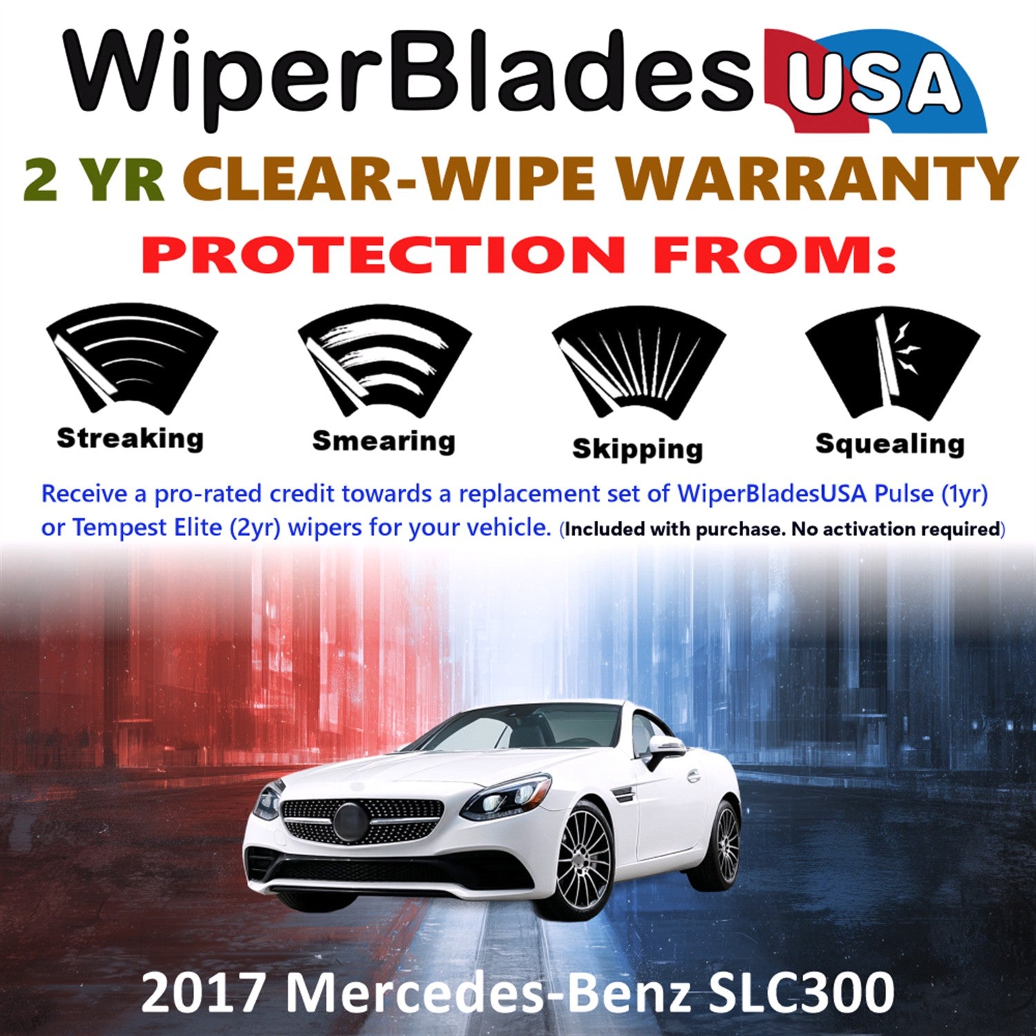 2017 Mercedes-Benz SLC300 Front Wiper blades Set  Includes 2yr Wear Warranty & Free Delivery