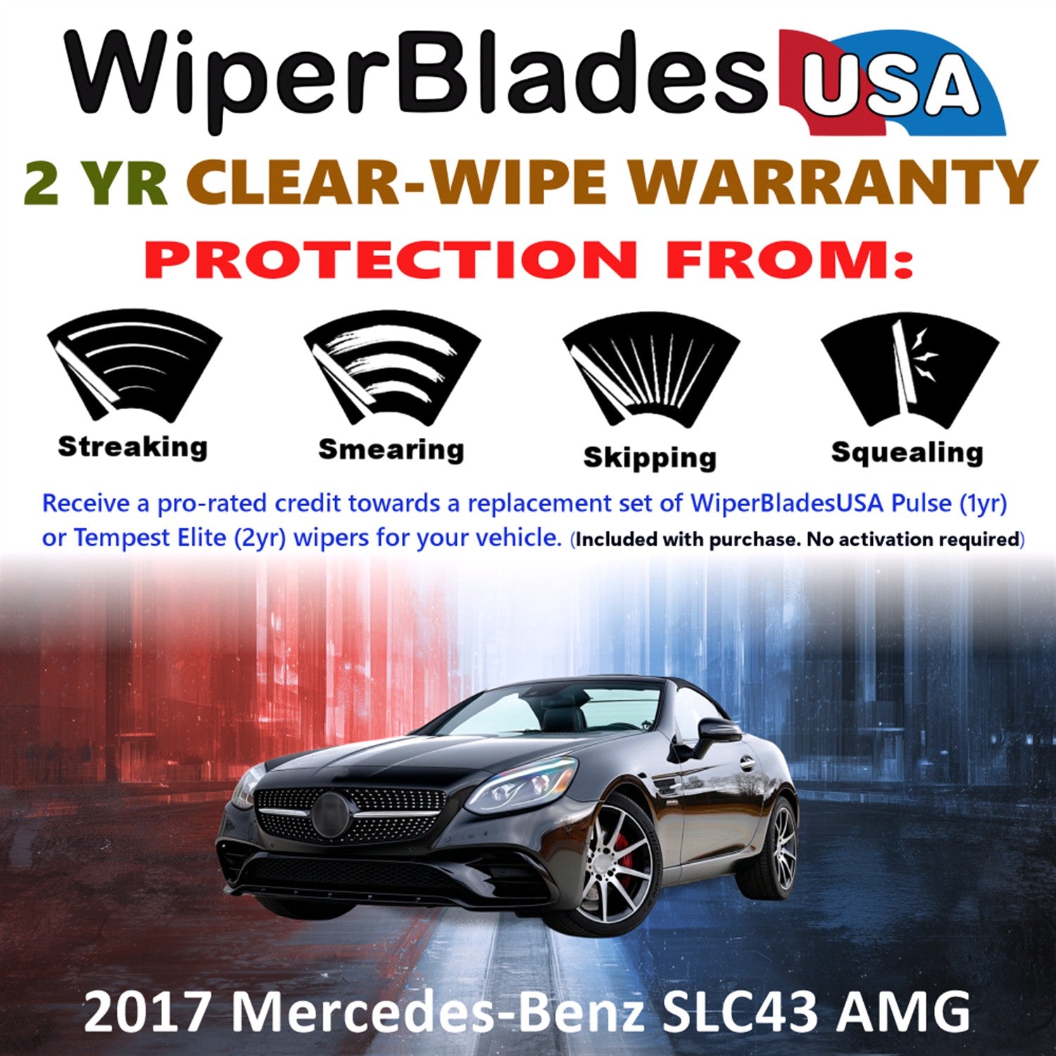 2017 Mercedes-Benz SLC43 AMG Front Wiper blades Set  Includes 2yr Wear Warranty & Free Delivery